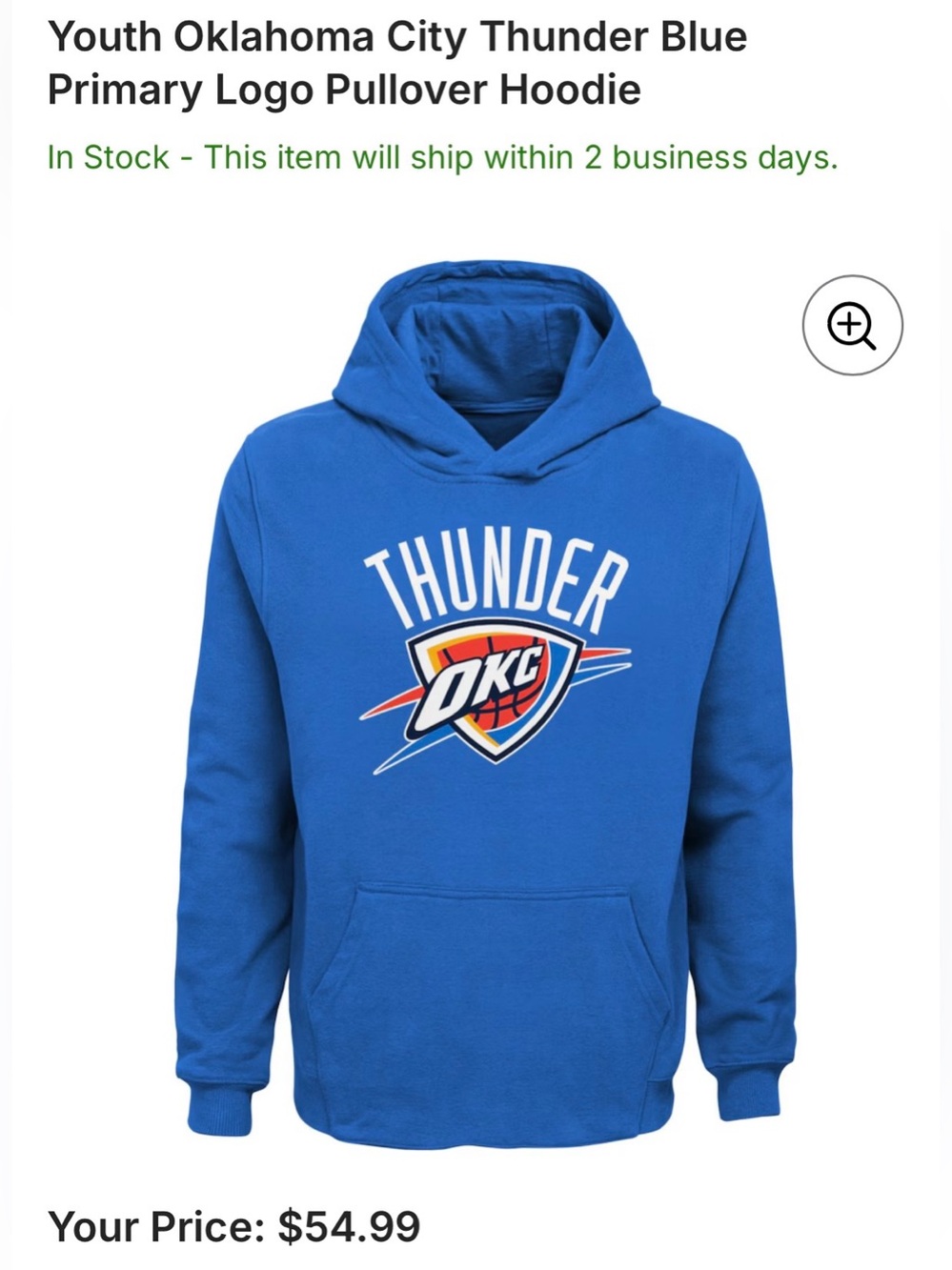 Boys Blue Oklahoma City Thunder Hoodie